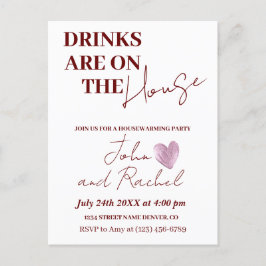 Postal Las bebidas están en la casa fiesta cálido rústico