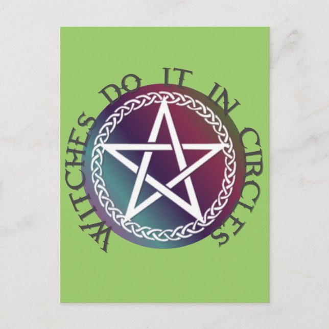 Postal "Las brujas lo hacen en círculos" lindo diseño de  (Anverso)