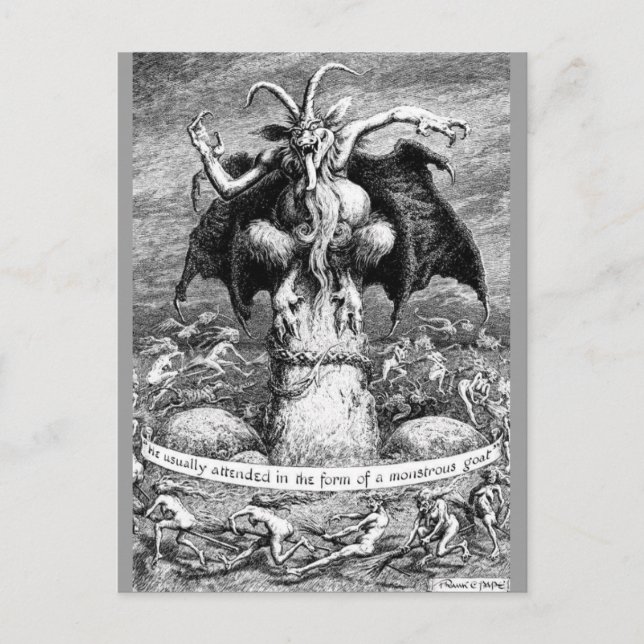 Postal Las brujas y el diablo (Anverso)