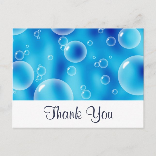 Postal Las burbujas azules de gran impacto gracias (Anverso)