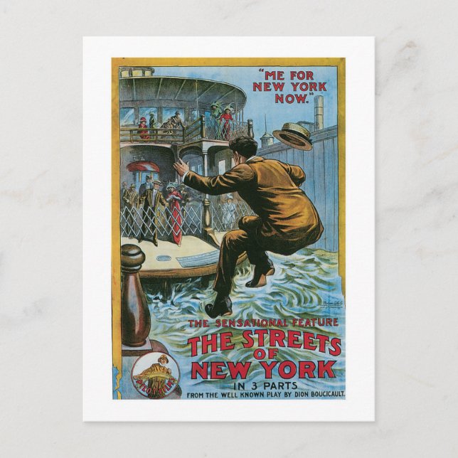 Postal Las calles del Poster del Teatro de Nueva York (Anverso)