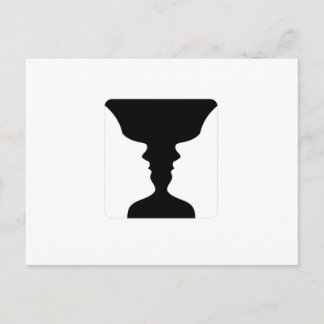 Postal Las caras o la ilusión del florero de dos caras