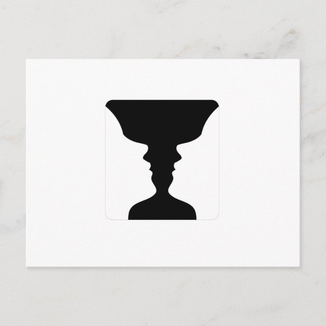 Postal Las caras o la ilusión del florero de dos caras (Anverso)