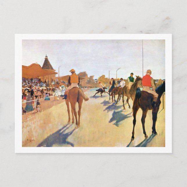 Postal Las carreras de caballos (El Desfile), Edgar Degas (Anverso)