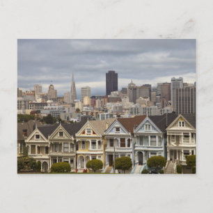 Postal Las casas de estilo victoriano de las Damas Rosa