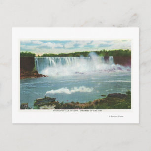 Postal Las cataratas americanas vistas desde la bruma