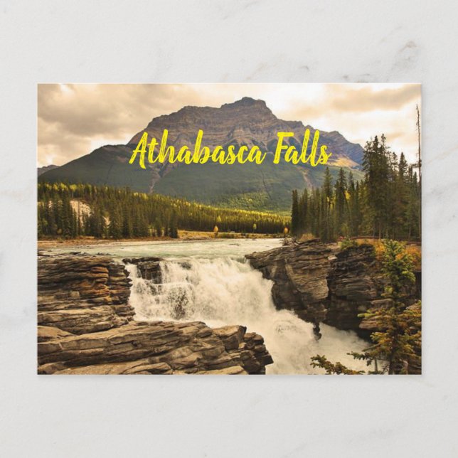 Postal Las cataratas de Athabasca de Canadá estilizadas (Anverso)