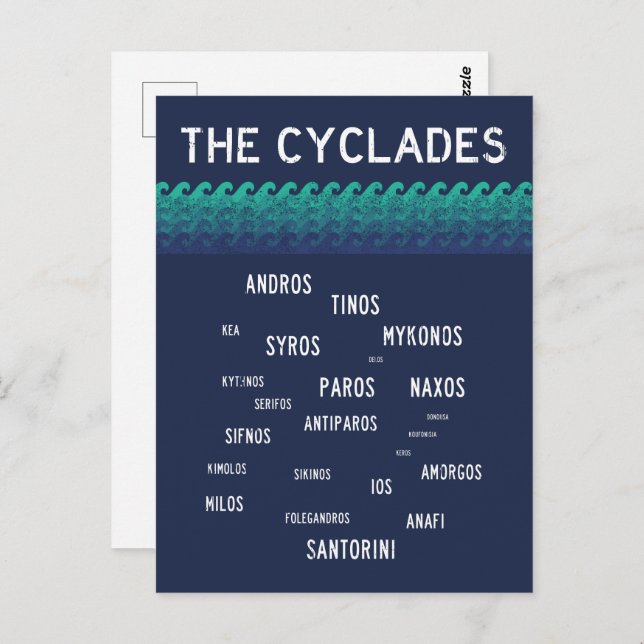 Postal Las Cícladas, Grecia (Anverso / Reverso)