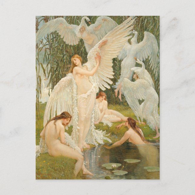 Postal Las criadas de cisnes | Walter Crane (Anverso)