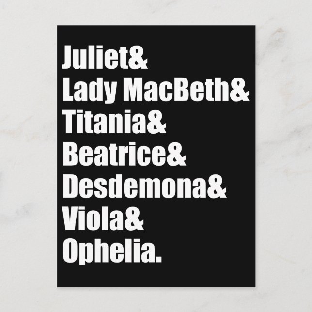Postal Las damas de Shakespeare (Anverso)