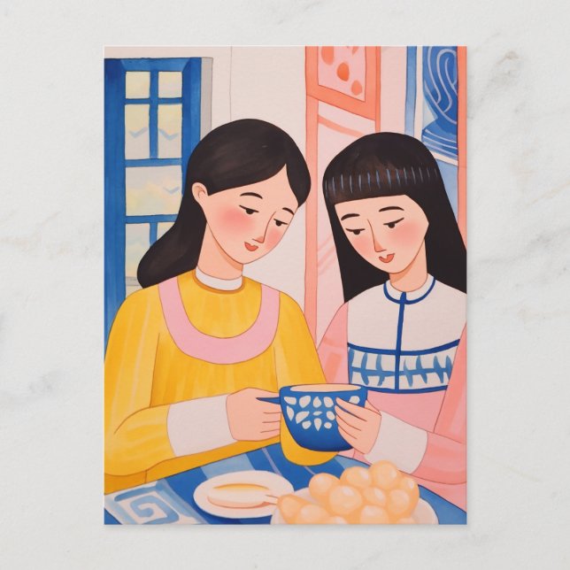 Postal Las damas del café (Anverso)