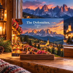 Postal Las Dolomitas Italia Atardecer Pueblo Alpino Viaje