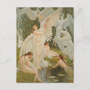 Postal Las doncellas cisne por Walter Crane