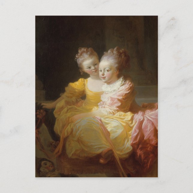 Postal Las dos hermanas - Jean-Honoré Fragonard (Anverso)