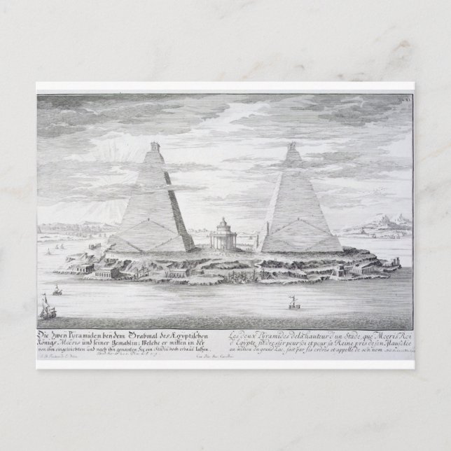 Postal Las dos pirámides de Moeris, rey de Egipto y su (Anverso)