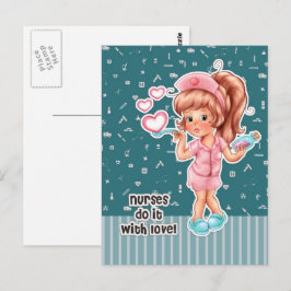 Postal Las enfermeras lo hacen con amor. Enfermera Cute