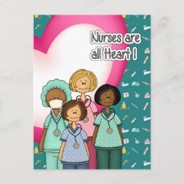 Postal Las enfermeras son todo corazón