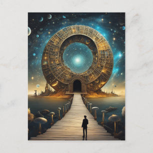 Postal Las estrellas giran alrededor del punto central de