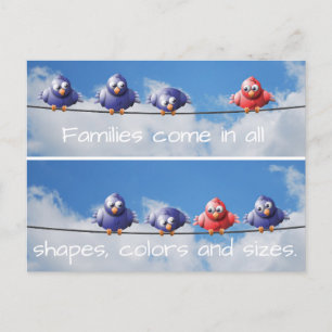 Postal Las familias vienen en todas formas, colores y tam