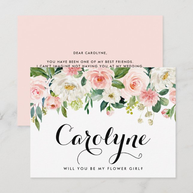 Postal Las flores de primavera románticas son mi carta de (Anverso / Reverso)