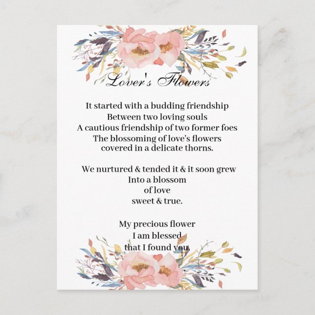 Postal - las flores del amante (Anverso)