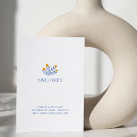 Postal Las Flores Folclóricas minimalistas Amarillo Azul<br><div class="desc">Flores folclóricas escandalosas minimalistas casadas azules y amarillas salvan la tarjeta postal de fecha</div>