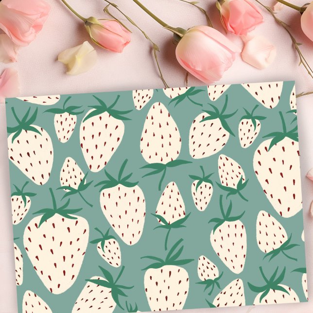 Postal Las fresas blancas exóticas aman la amistad románt (Exotic White Strawberries Love Romance Friendship Valentine Galentine Postcard
)