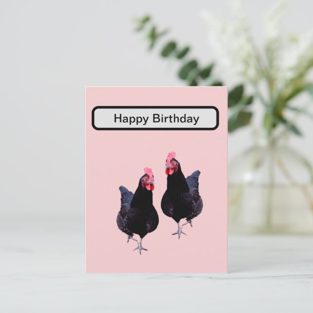 Postal ¿Las gallinas negras se pavonean? (Anverso de pie)