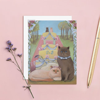 Postal Las Gatas de la Boda Iniciales Personalizadas