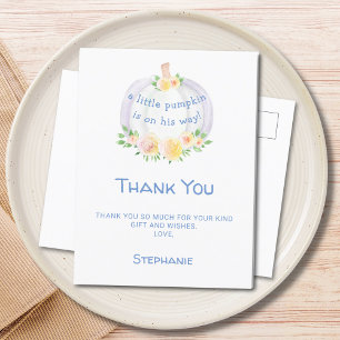 Postal Las gracias de Baby Shower de Bly de calabaza