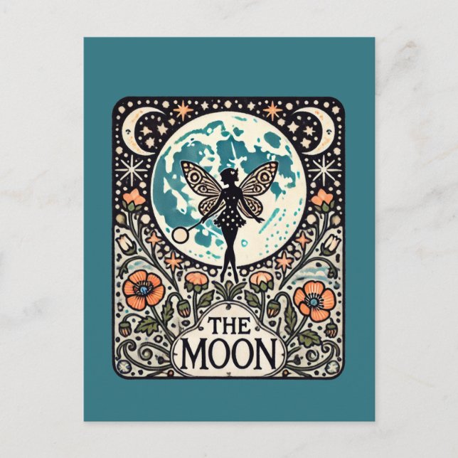 Postal Las hadas de la carta Tarot de la luna (Anverso)