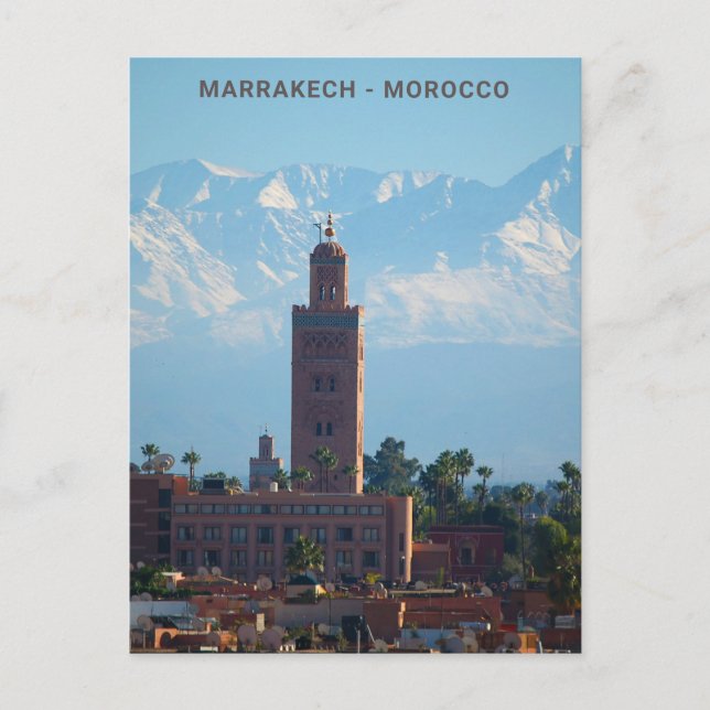 Postal Las hermosas montañas del Atlas Rojo de Marrakech  (Anverso)