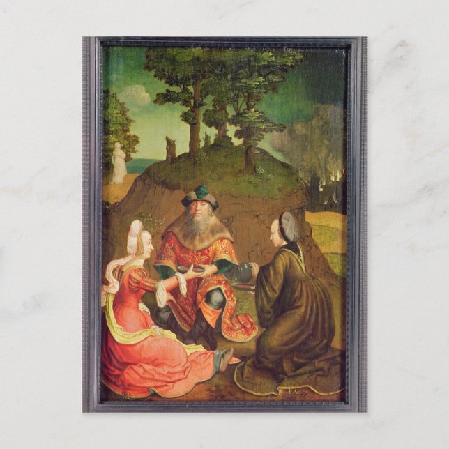 Postal Las hijas de Lot hacen que su padre beba vino (Anverso)