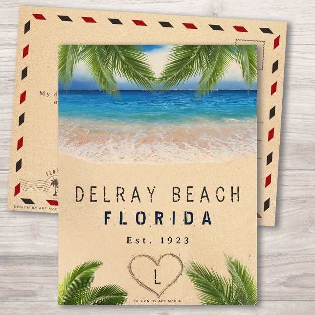 Postal Las hojas de palmeras tropicales de arena de Delra (Subido por el creador)