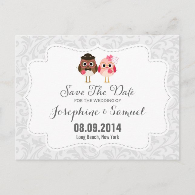 Postal Las Lechuzas Cutas Guardan El Anuncio De Fecha (Anverso)