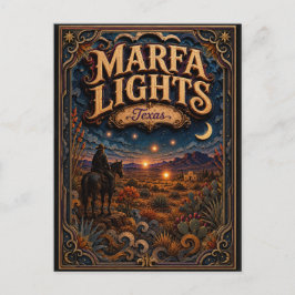 Postal Las Leyendas de las Luces de Marfa Texas