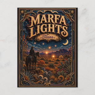 Postal Las Leyendas de las Luces de Marfa Texas