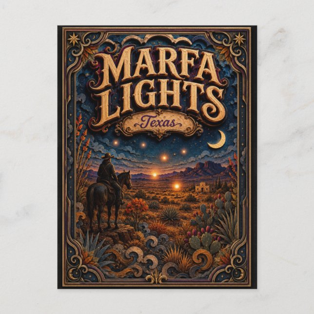 Postal Las Leyendas de las Luces de Marfa Texas (Anverso)