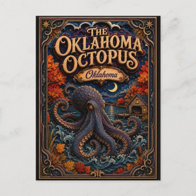 Postal Las Leyendas de Oklahoma Octopus Oklahoma Popcut (Anverso)