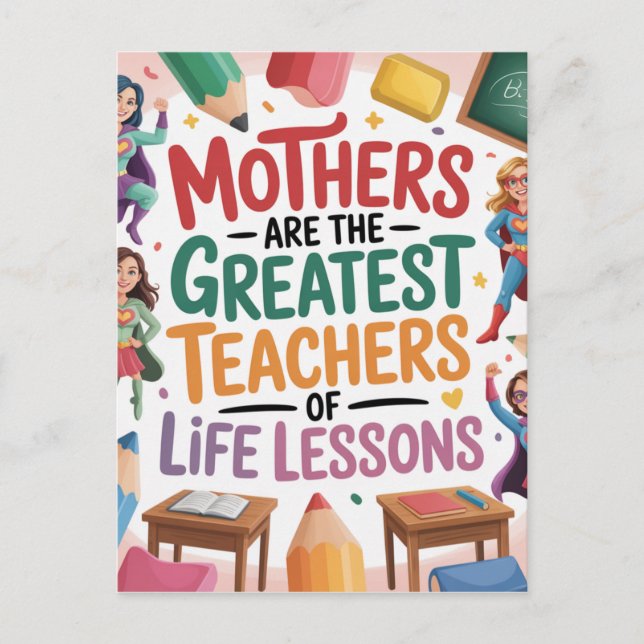 Postal Las madres son las mejores maestras de las leccion (Anverso)