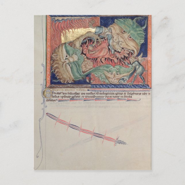 Postal Las mandíbulas del infierno tragando el dragón roj (Anverso)