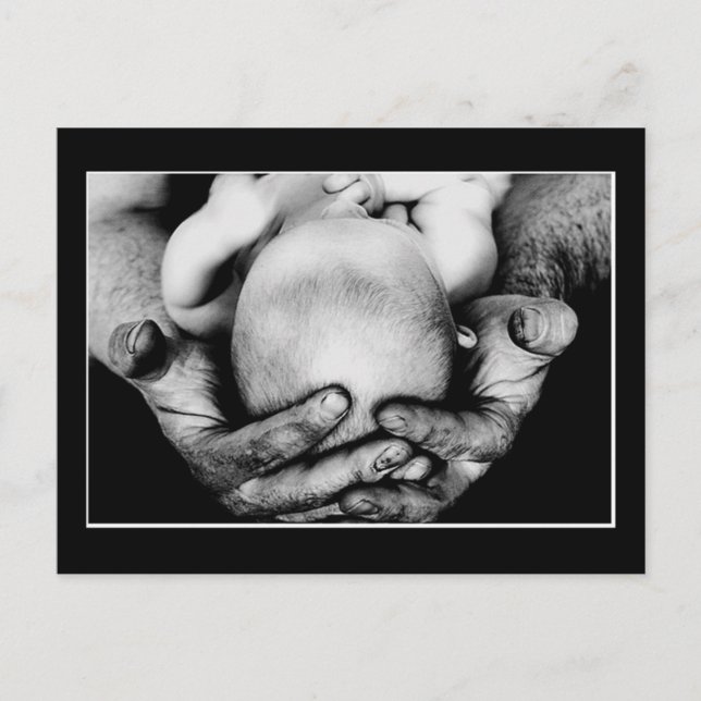 Postal Las manos seguras del padre para proteger (Anverso)