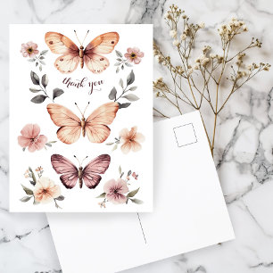 Postal Las mariposas acuarelas Florals Gracias