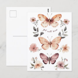 Postal Las mariposas acuarelas Florals se recuperan muy p