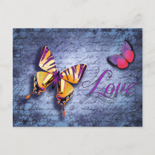 Postal Las mariposas adoran el azul