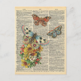 Postal Las mariposas coloridas del arte del diccionario d
