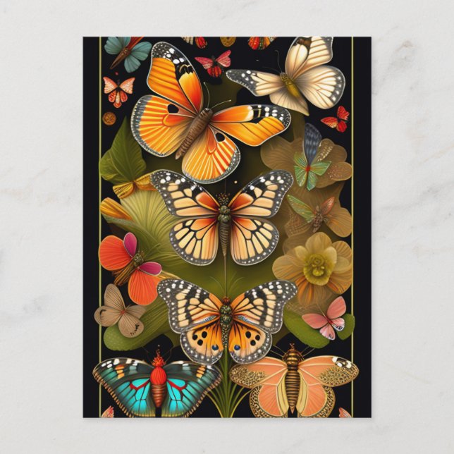 Postal Las mariposas | Haeckel moderno (Anverso)