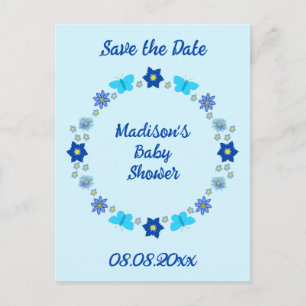 Postal Las mariposas y las flores de Blue Baby Boy salvan