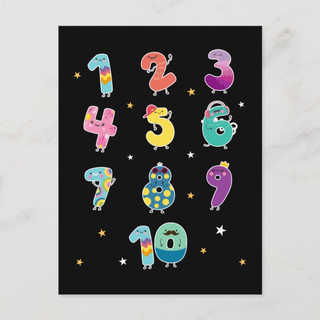 Postal Las matemáticas aprenden números pequeños prek mat (Anverso)
