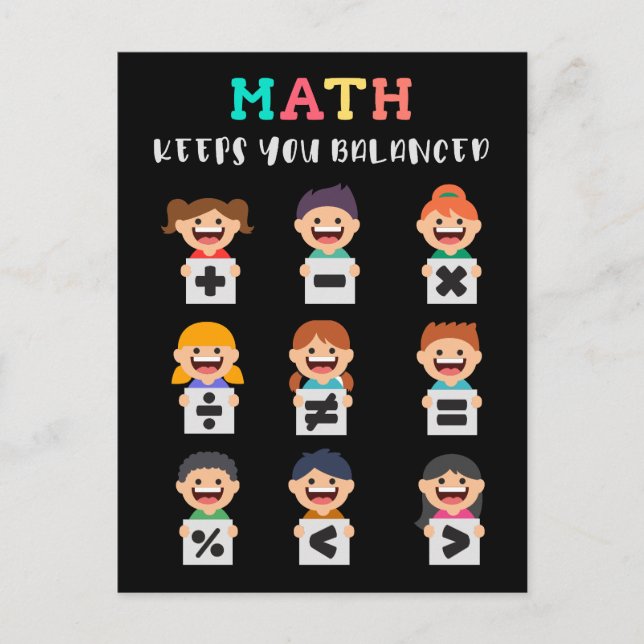 Postal Las matemáticas te mantienen equilibrado (Anverso)